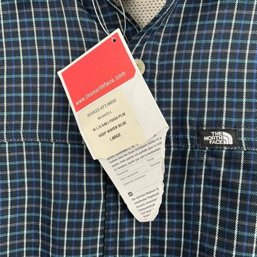 The North Face Mens Plaid Long Sleeve Button Up Shirt‎ Green Blue Size L